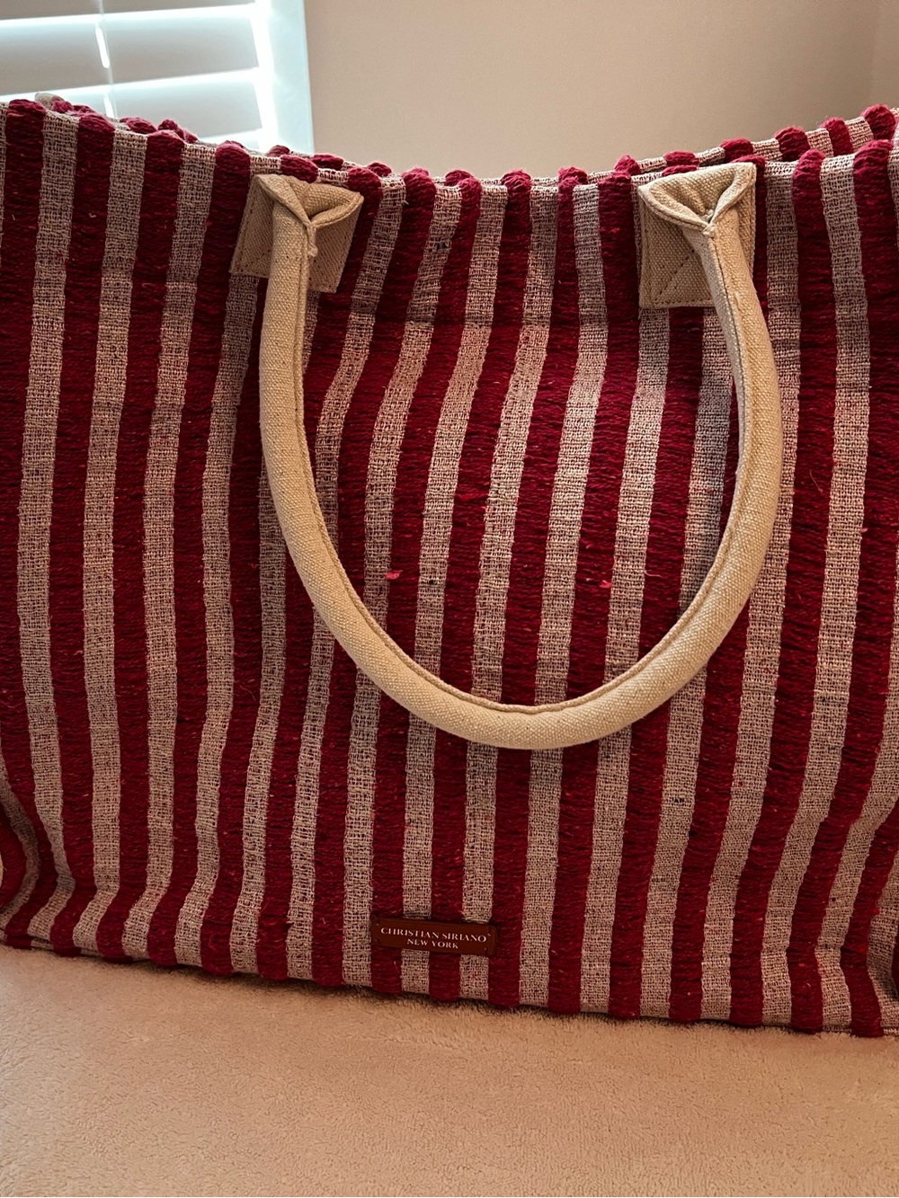 Christian Siriano Canvass Tote Bag in striped pink